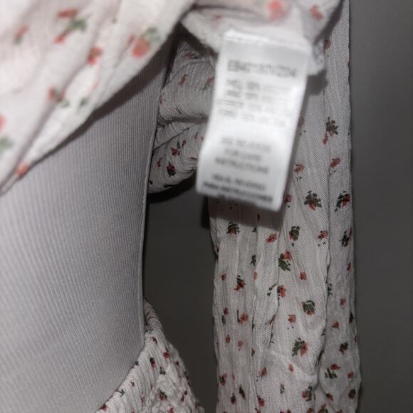 Women’s White Floral Maxi Sz Med Two Piece Set Off Shoulder Crop Top Skirt Linen - Picture 9 of 9